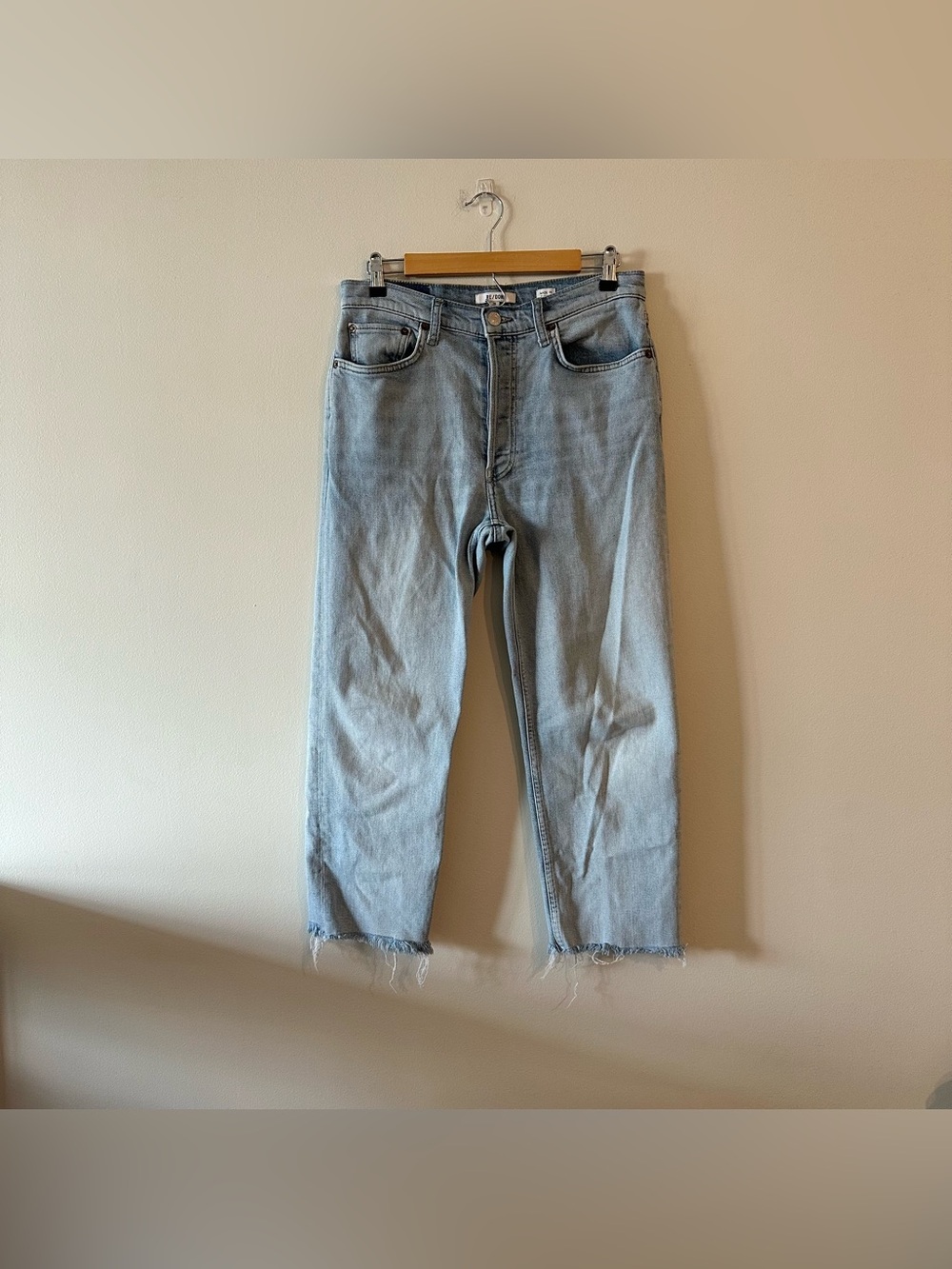 RE/DONE Jeans 29 Light Blue 70s Stove Pipe Button Fly High Rise Denim Minimalist